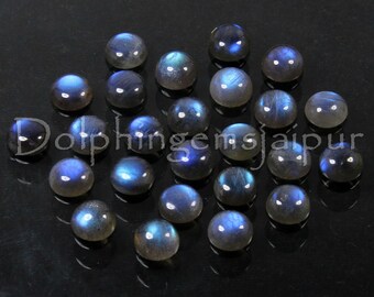 One Piece High Flashy Natural Labradorite 10 MM Round Cabochon Blue Flash Top Finishing Smooth Polished Calibrated Gemstone DGJSK-0032
