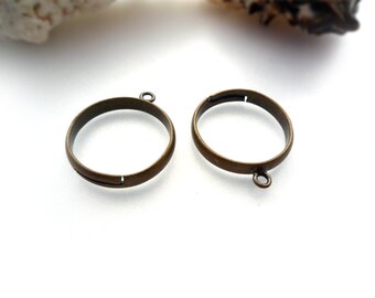 Brass Loop Ring Bases - Antique Bronze - 8 pcs. - DS363