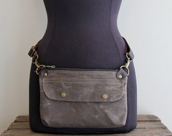 Fanny Pack Hip Pack Hip Pouch Brown Waxed Canvas