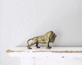 Vintage Brass Lion // Solid Brass Paperweight