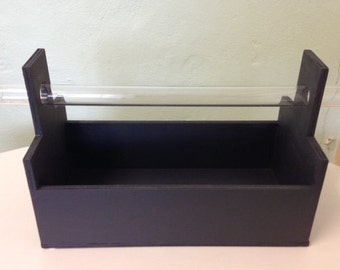 wooden box handmade colored green graphite with plexiglass handle