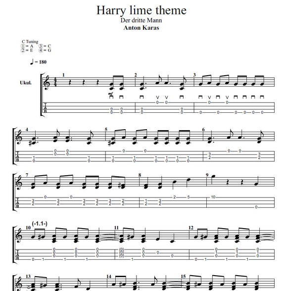 Harry Lime Theme Der dritte Mann Ukulele Tab