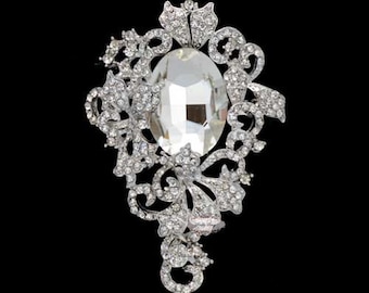 Large Rhinestone Brooch Embellishment - Crystal Brooch Embellishment Supply- DIY Wedding Rhinestone Brooches - Jewelry Making RD408