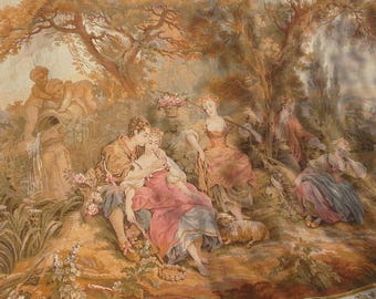 Large Vintage French Tapestry Wall Hanging