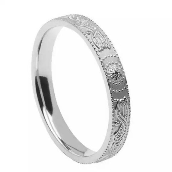 Celtic shield band- Sterling silver - Handmade in lreland - Celtic shield ring