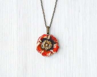 Flower Pendant Necklace, Romantic Gift, Floral Pendant, Bohemian Necklace, Shabby Chic, Mothers Day Gift, Artisan Jewelry, Hippie Chic