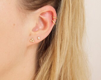 Tiny gold earrings - cz - small gold studs - gold earrings - small gold earrings - bezel earring - gold stud earrings - cz earrings - SF3695