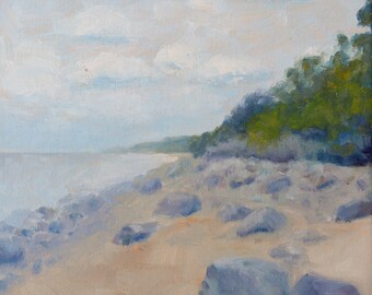 Original Small Oil Painting on Canvas. Landscape Painting. Daily Painting. Seascape painting. Rocks painting. Fine Art