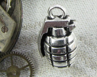 1 or 4, Hand Grenade, Hand Grenade Charm, Grenade, Grenade Charm, Military Charm, Bomb, Silver Grenade Charm, SYM067