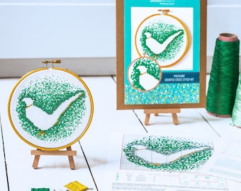 Modern cross stitch kit - Pheasant contemporary cross stitch from The Woodland Collection