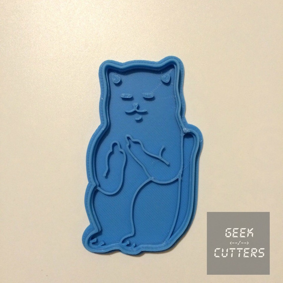 Cat Middle Finger Cat Flip Bird Cookie Cutter - *Dishwasher safe option* - 3D Printed <-- Mature -->