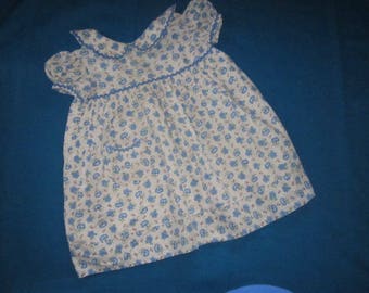 Vintage 1930s/40s Cotton Little Girl's Dress Made from Blue Floral Print Feedsack Fabric