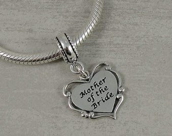 Mother of the Bride European Dangle Bead Charm - Sterling Silver Mother of the Bride Charm for European Bracelet
