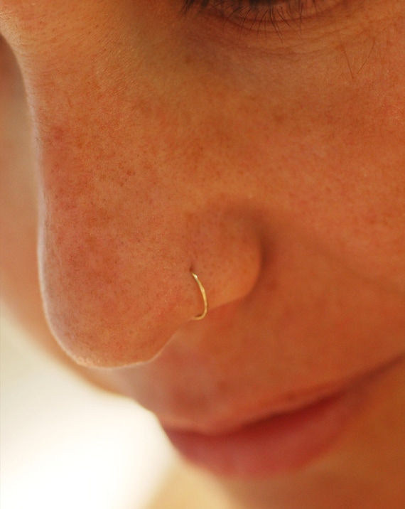 Small Gold Nose Ring 22 Gauge Silver Nose Ring 14k Gold