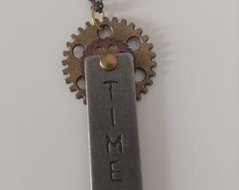 Steampunk "Time" Necklace, Steampunk Pendant