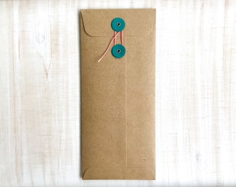 String Tie Envelopes, # 10 4 1/8 "w x 9 1/2 "h Letter Size, Set of 5 Envelopes