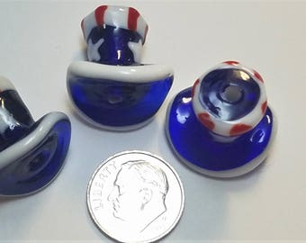 3 Lampwork Uncle Sam Hats