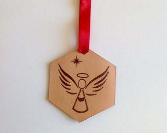 Angel Christmas tree ornament, leather ornament, Christmas decor