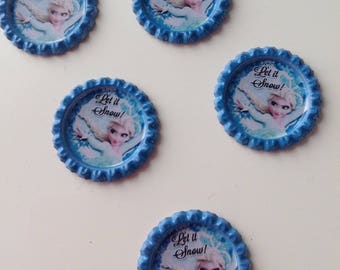 SET of 5 APPLIQUE cabochon ELSA anna frozen bottle cap
