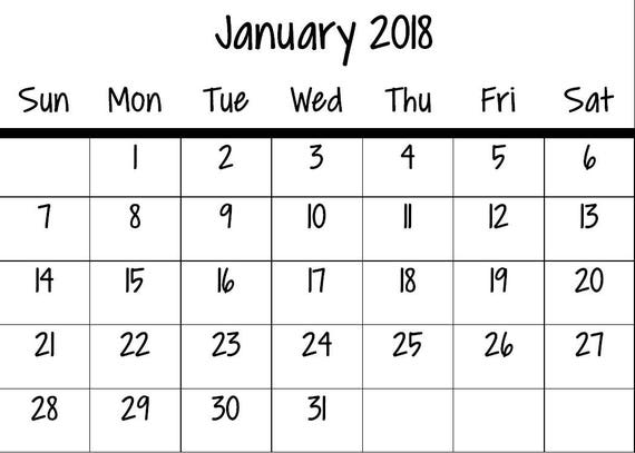2018 mini calendar templates
