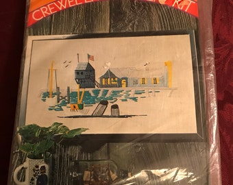 Vintage—1971–Pauline Denham—Seascape—Crewel Embroidery—Kit—Sealed