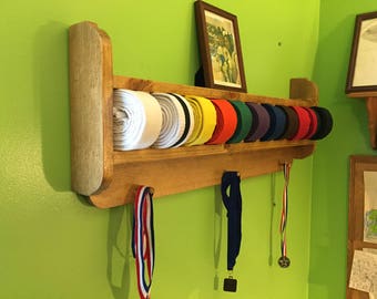 Rounded Edge Martial Arts Belt and Trophy Display