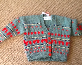 Handknitted baby cardigan-fairisle-6 months to 1 year