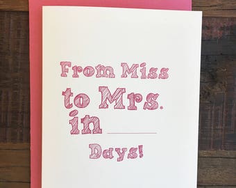 From Miss to Mrs - Bridal Shower Greeting Card