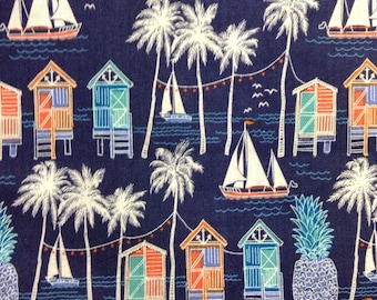 One Half Yard of Fabric Material - Beach Life, Tropical Fabric