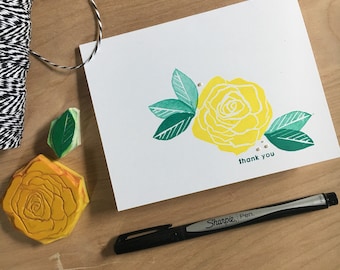 Yellow rose thank you card
