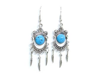 Speckled Turquoise Arrow Earrings