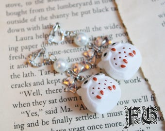 Snow Owl Clip On Earrings
