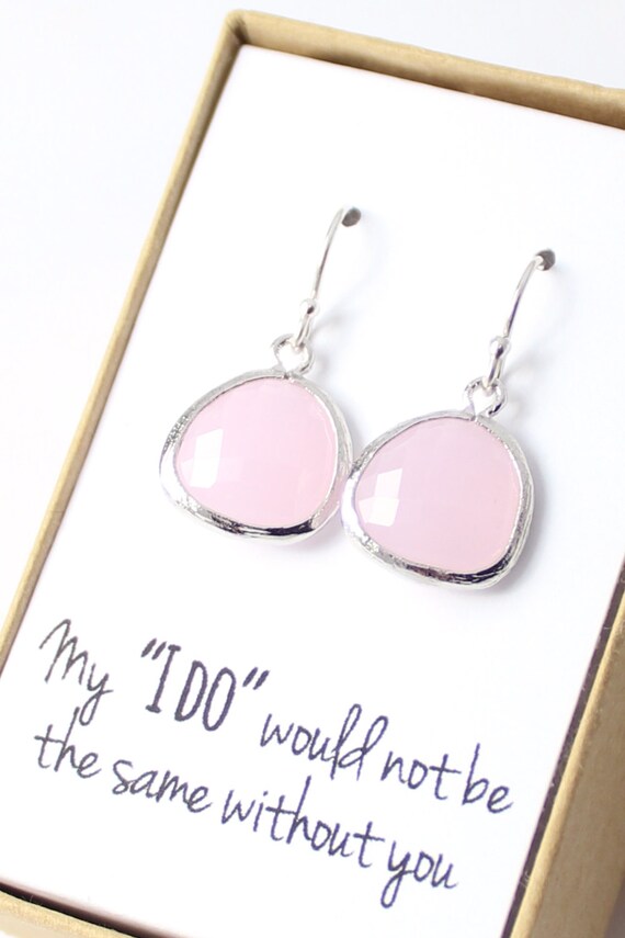 Blush Pink / Silver Rounded Earrings Ice Pink Bridesmaid