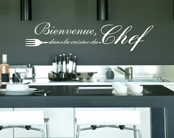 Welcome decal in the kitchen of the head. black or white