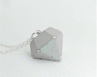 Necklace Concrete & Bling-Bling-large diamond glass crystals-gift-