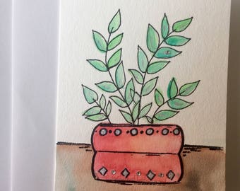 potted succulent, blank card, any occasion card, birthday card, thinking of you card, thank you card, home decor