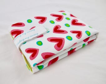 Ecofriendly lunch bag, snack bag, reusable sandwich bag, heart, canvas, cotton