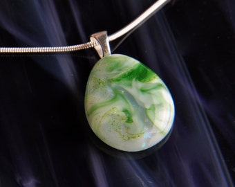 Handmade Dichroic Silver Fused Glass Pendant Necklace