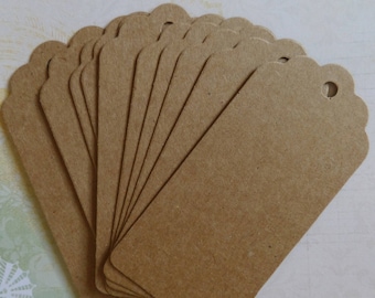 Set of 20 large tags in kraft paper