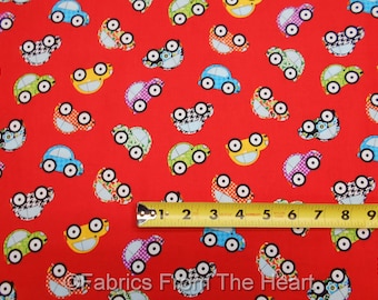 VW Bug Cars on Red Retro Are w There Yet? BY YARDS Henry Glass Cotton Fabric