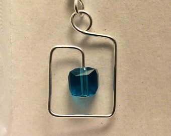 BLUE CUBE SQUARED - dangle earrings