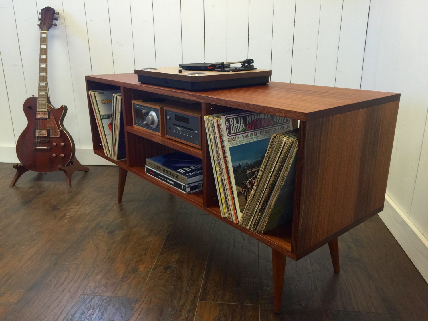 Mid Century Modern Stereo Turntable Console Record Player