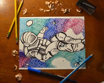 8x10 Falling Astronaut in Space Print