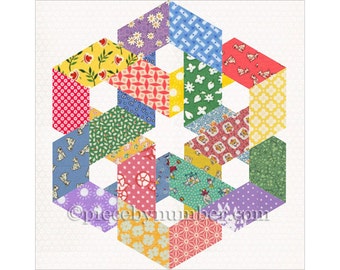 Hexagonia quilt block pattern, paper pieced quilt pattern, instant download, celtic knot quilt pattern, hexagon quilt pattern, geometric