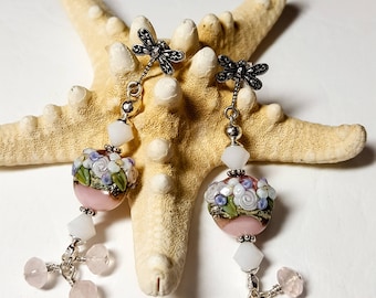 Treading the “Primrose Path” Floral Hand-crafted Lampwork Earrings