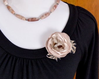Silk Flower Brooch - Floral Brooch for Dress - Flower Brooches - Handmade Flower Brooch - Brooch for Evening Dress
