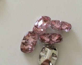 Acrylic button to sew as a set of 4 piece 14 * 10 mm pink