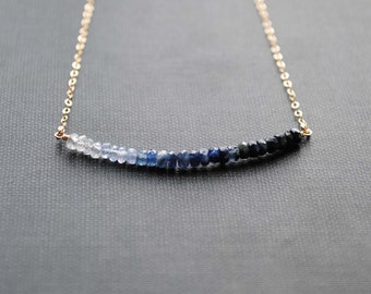 Ombre Sapphire Necklace, Blue Sapphire Necklace, Ombre Necklace, Sapphire Jewelry