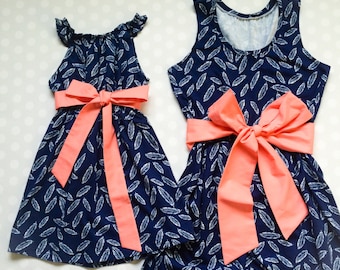 Mommy and Me Dresses - Mommy and Me Set - Mommy and Me Outfits - Mother Daughter Matching Dresses - Mothers Day - Mothers Day Gift - Feather