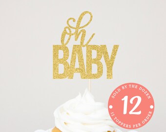 Oh Baby Cupcake Topper | Baby Announcement | Oh Baby Sign | Gender Reveal Party | Gender Reveal Cupcake Toppers | Pregnancy Reveal